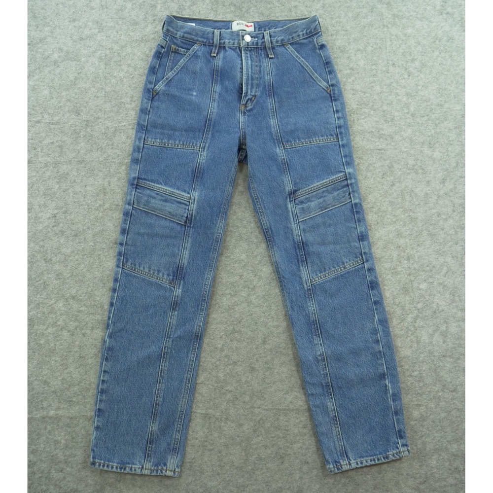 Agolde Jeans Womens25 Blue Copper Cargo Pocktes Mid Rise Retro 90s Y2K Denim